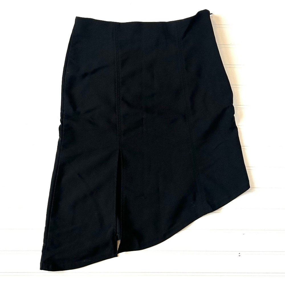 90’s VINTAGE Black Pencil Skirt Asymmetric Cut Hi Lo